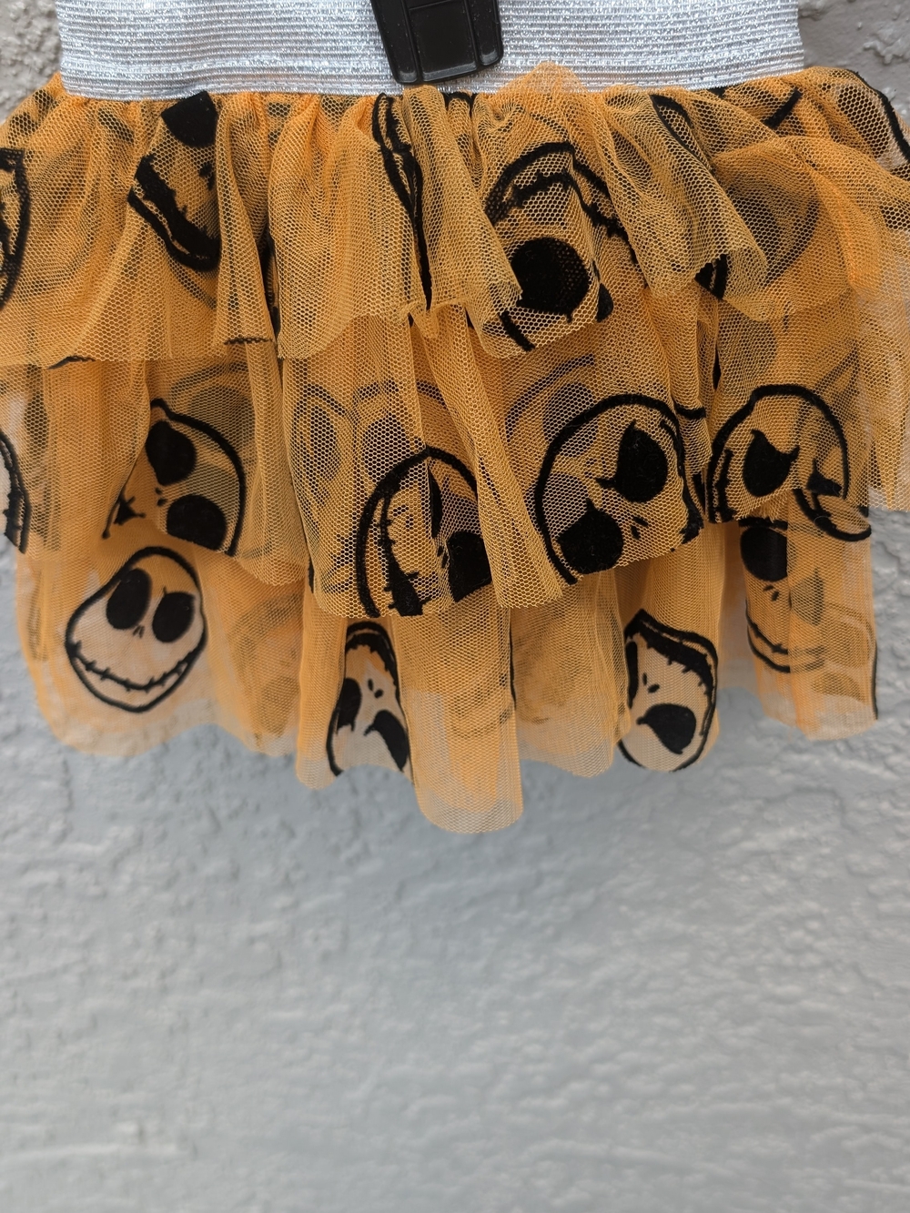 Halloween Skull Tulle Skirt - Orange & Black